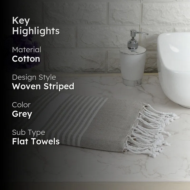 Loomera Striped Cotton Bath Towel - Grey media 2
