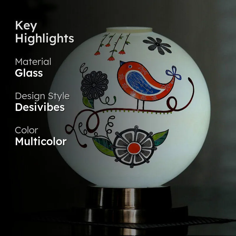 Nomadic Aura Hand Painted Brass & Glass Moon Table Lamp - Multicolor media 2