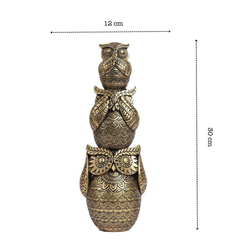 Three Wise Owl Ornate Showpiece image 9