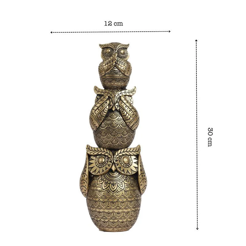 Three Wise Owl Ornate Showpiece media 9