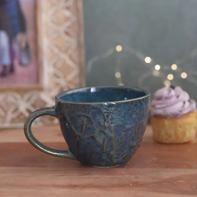 Meva Ceramic Tea Cup (230 mL)/Blue) media 3