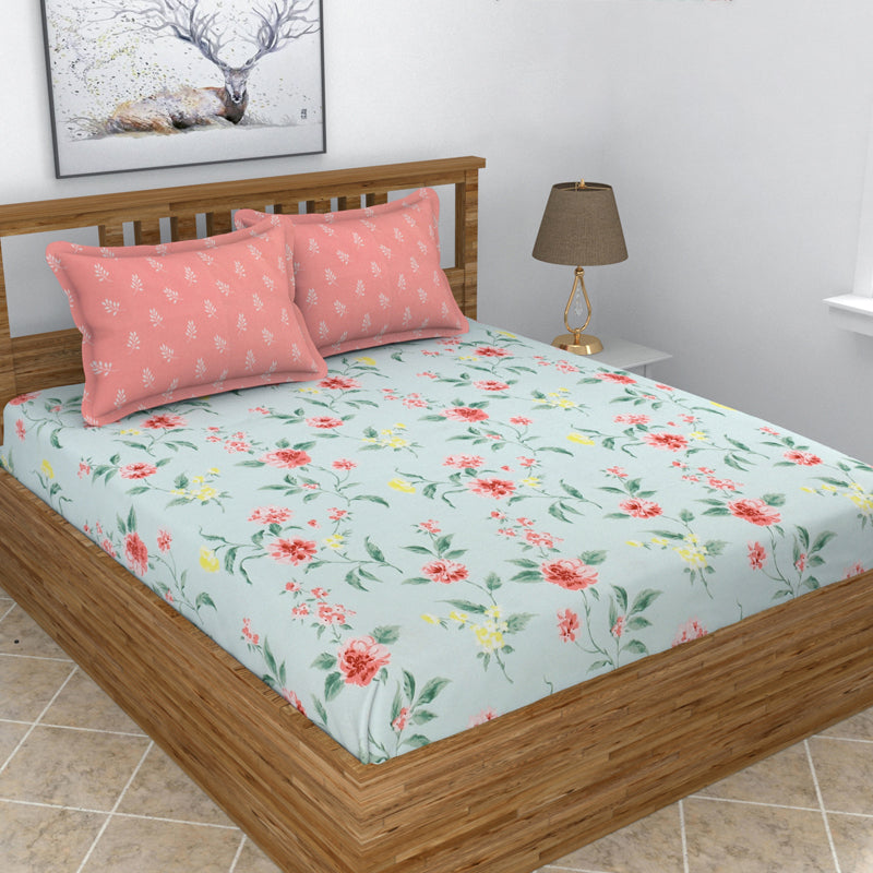 Pansy Field Fitted Micro Fiber Bedsheet - 150 GSM
