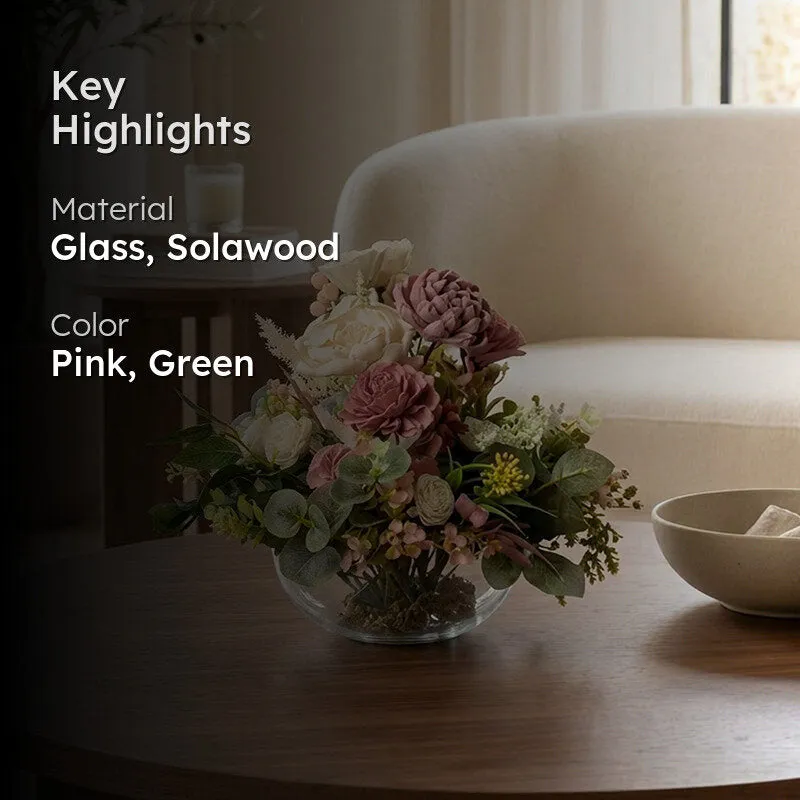 Eldarine Solawood Floral Bunch With Glass Pot media 2