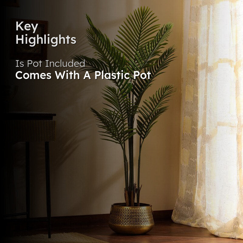 Artificial Realistic Areca Palm Plant With Black Plastic Pot - 4.9 Feet media 2