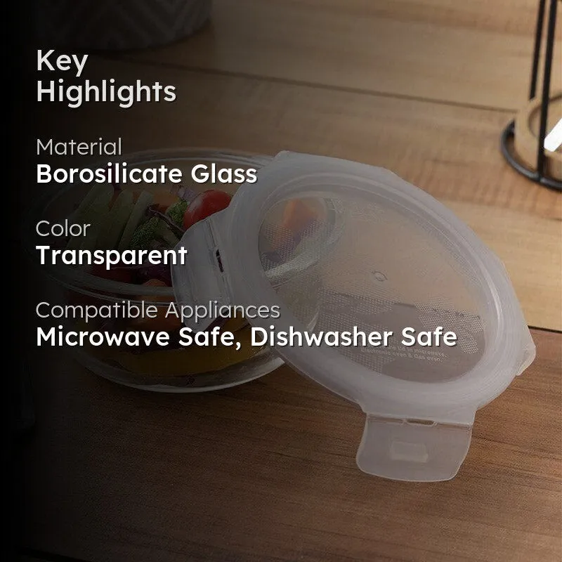 Timpo Round Borosilicate Glass Lunch Box - 380 ML media 2
