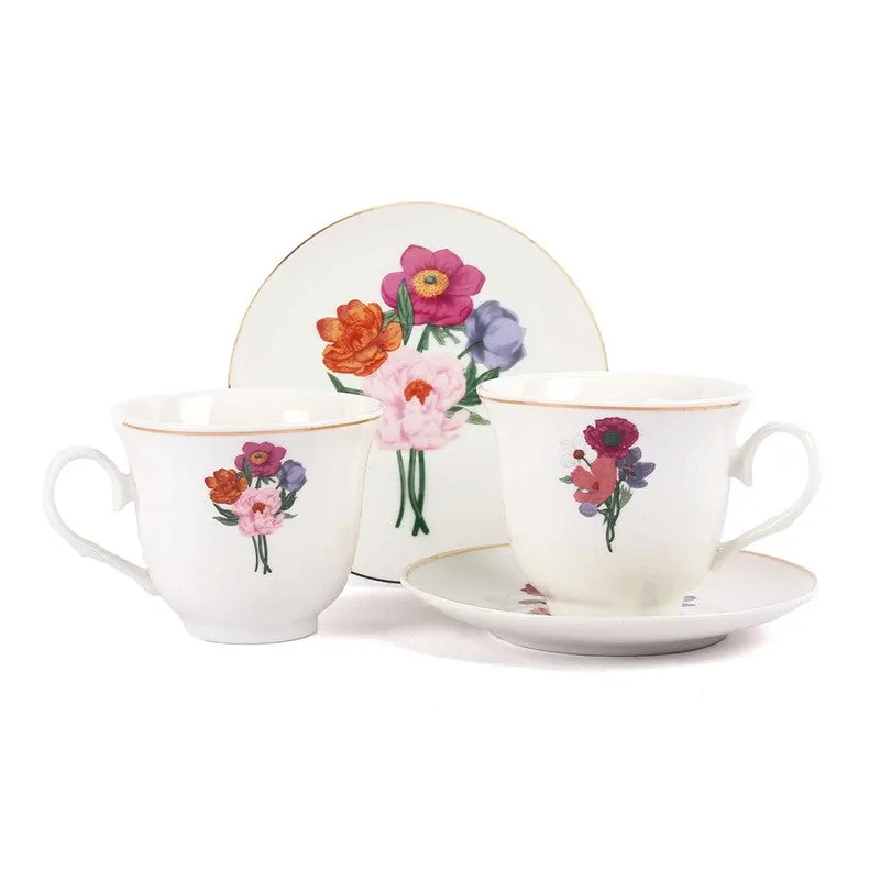 Eden 24k Gold Brushed Porcelain Tea Cup (300 mL Each) -  Twelve Piece Set media 5