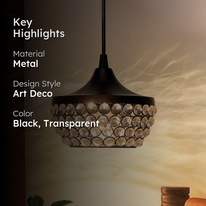 Crystal Crown Metal Ceiling Lamp - Black media 2