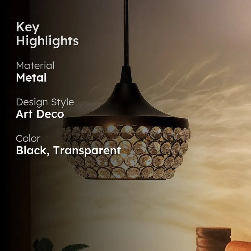 Crystal Crown Metal Ceiling Lamp - Black media 2