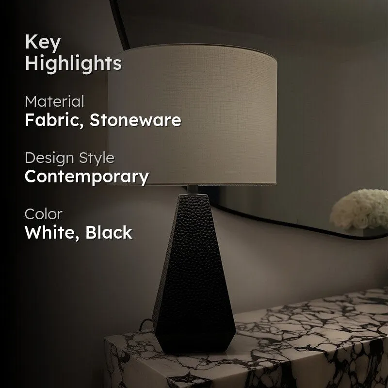 AarviDecor Belmont Classic Fabric Table Lamp - White media 2