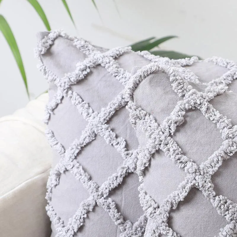 Neith Tufted Cotton Cushion Cover (Grey) - Set Of Two media 3