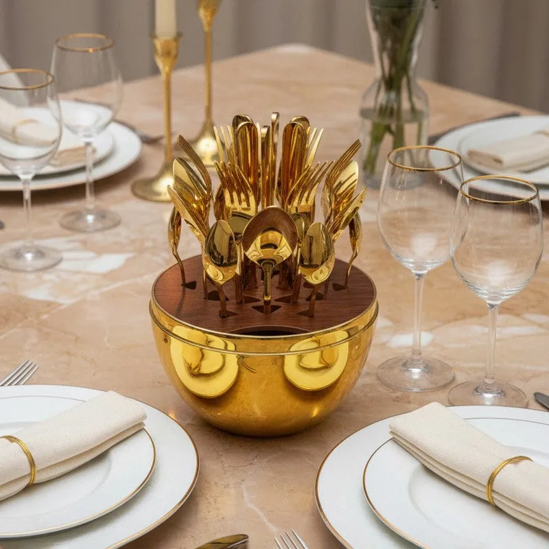 Luxe Golden Cutlery Stand - Twenty Five Piece Set media 6