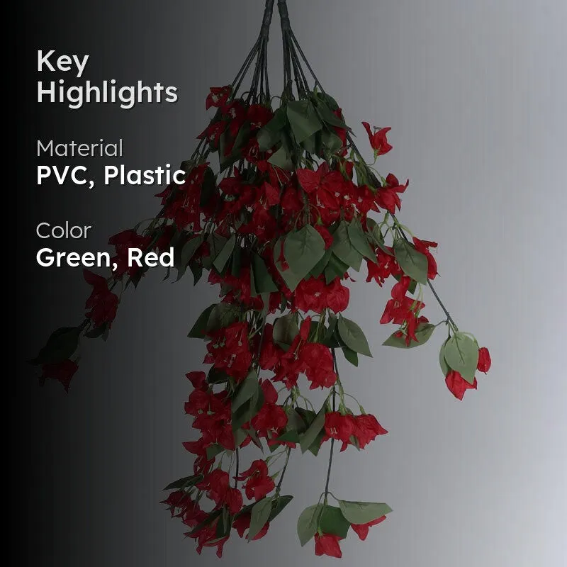 Faux Lush Hanging Bougainvillea - Red - 2.5 Feet media 2