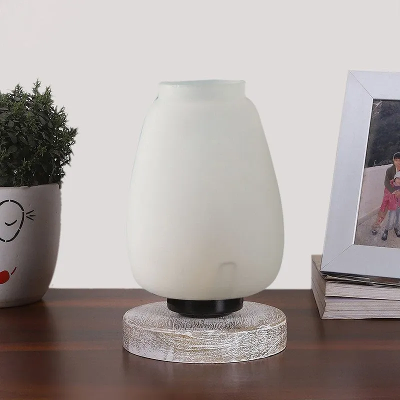 Astralune Glass Table Lamp With Wooden Base - White media 4