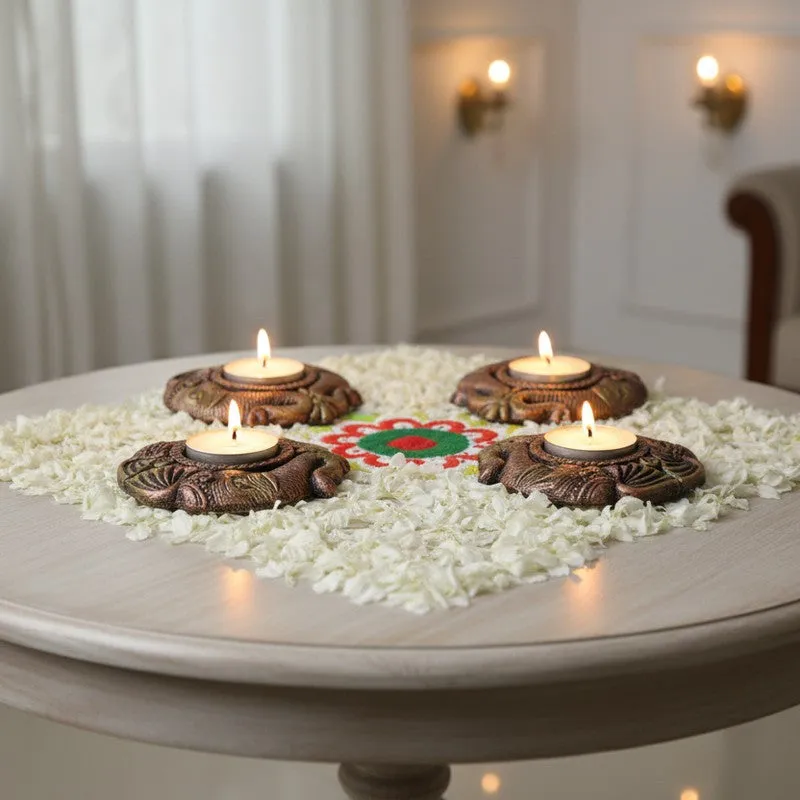 Charcoal Blossom Tealight Holder - Set Of Four media 7
