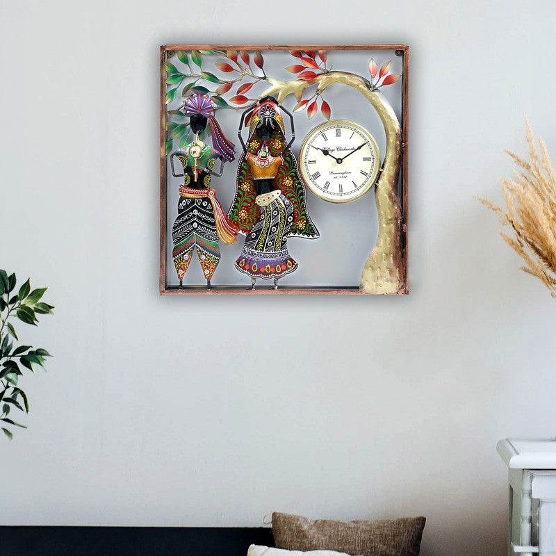 Musician Couple Frame Decor Accent Metal Wall Clock