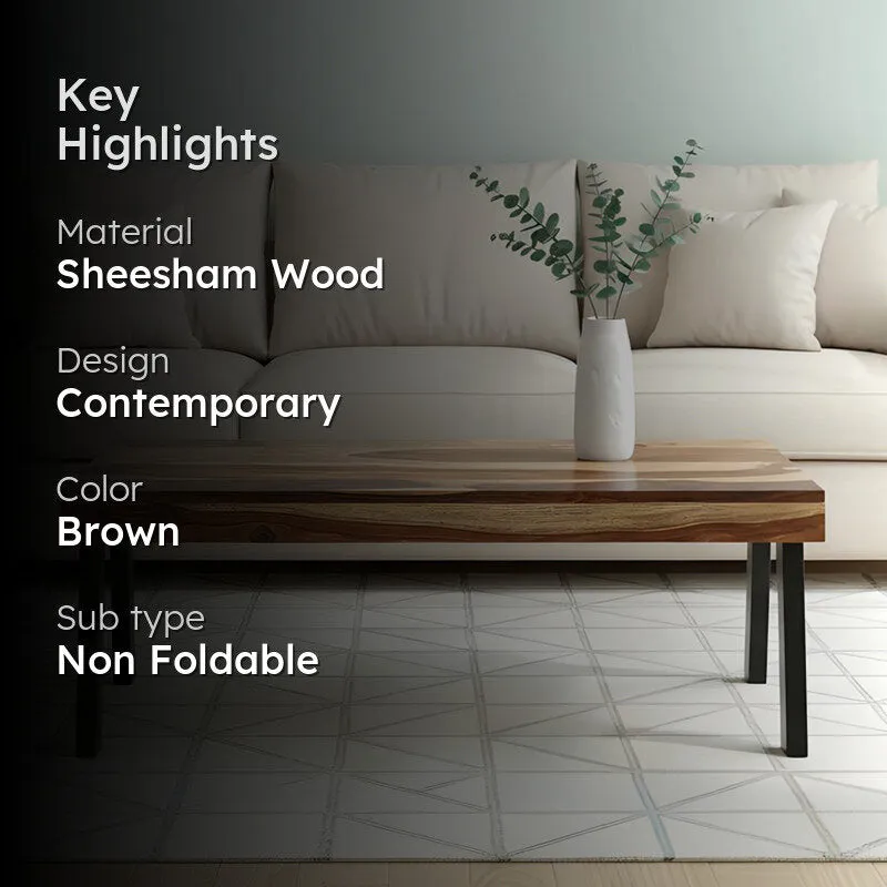 Xexon Sheesham Wooden Center Table - Brown,Black media 2