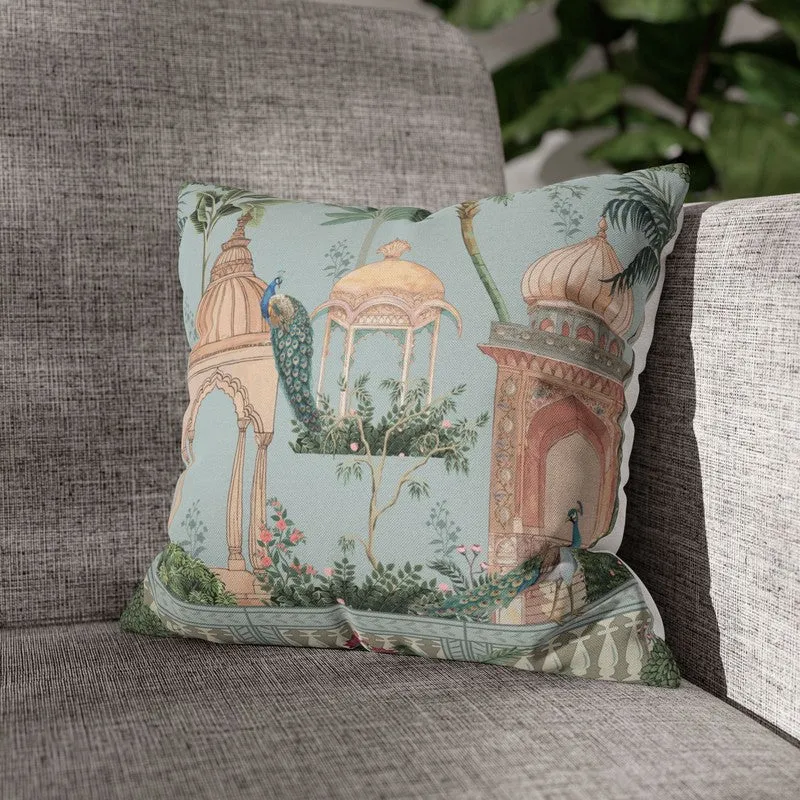 Peacock Mahal Taffeta Silk Cushion Cover - Set Of Five media 4