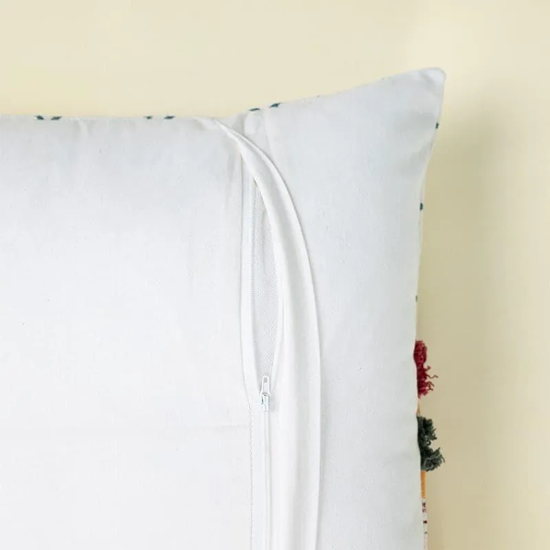 Multicolor Fringed Cotton Cushion Cover - Set Of Two media 4