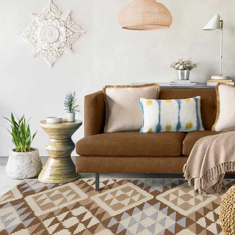 Belladonna Hand Tufted Geometric Wool & Nylon Carpet - Brown & Blue media 8