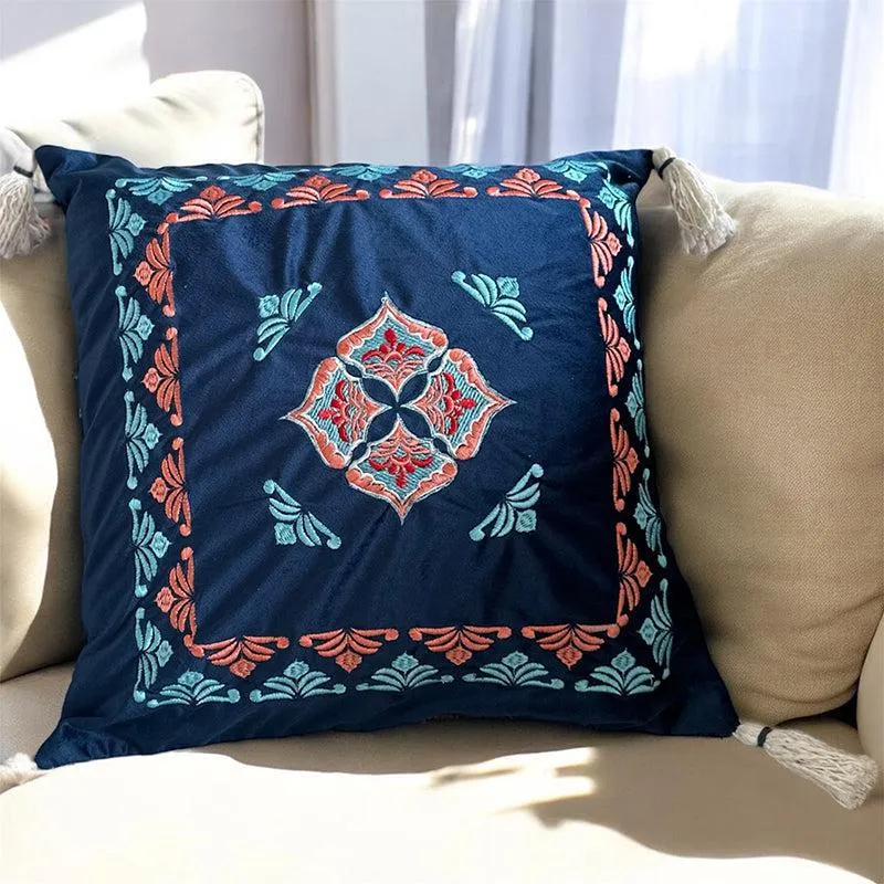 Thread & Tale Embroidered Cotton Cushion Cover - 1