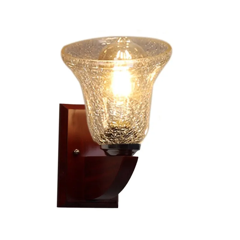 Crystal Flare Wooden Base Glass Wall Lamp media 5