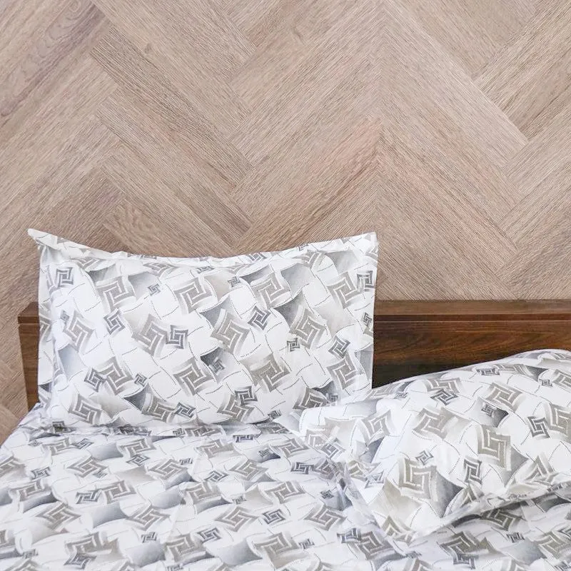 Borva Geometric Cotton Bedsheet (Grey) - 180 TC media 4