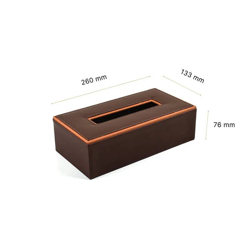 Tisca Edge Faux Leather Tissue Box - Brown media 9