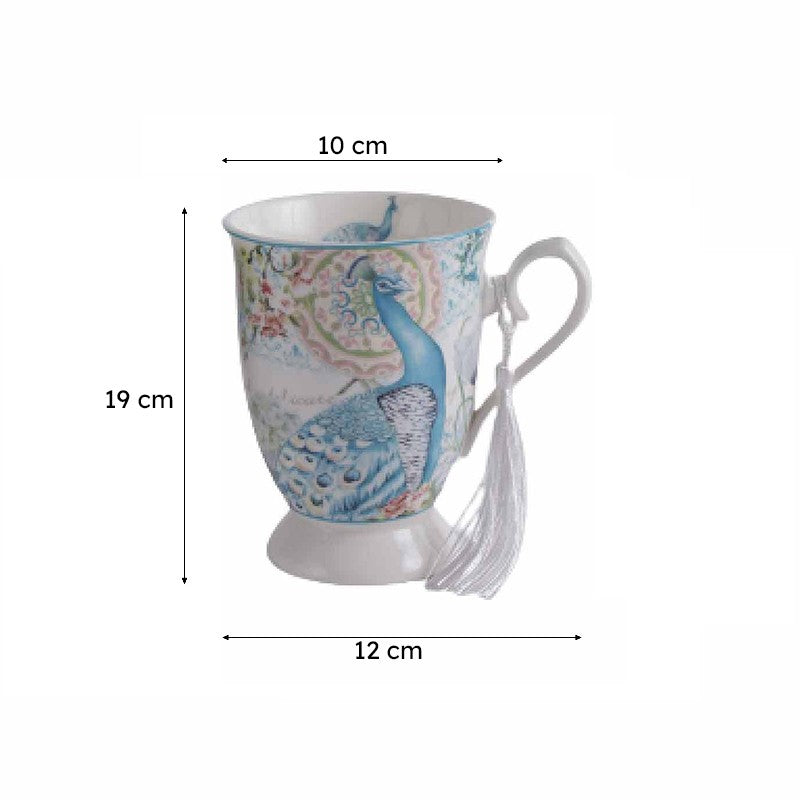 Peacock Ceramic Coffee Mug (350 mL Each) - Set of Two media 5