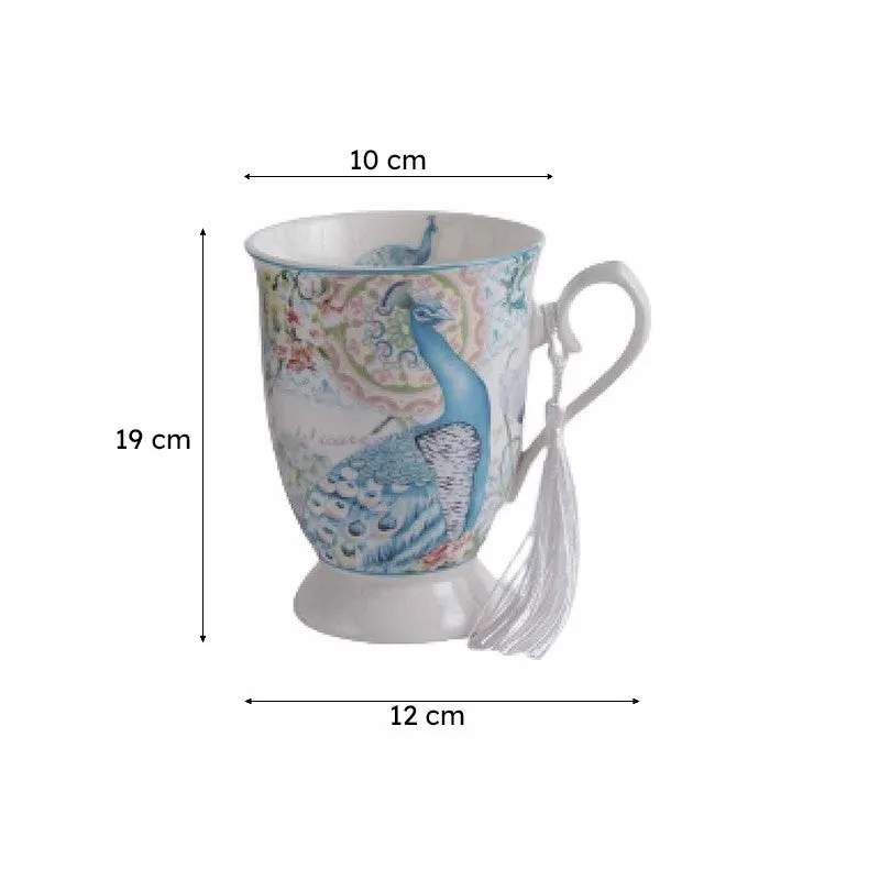 Peacock Ceramic Coffee Mug (350 mL Each) - Set of Two media 5