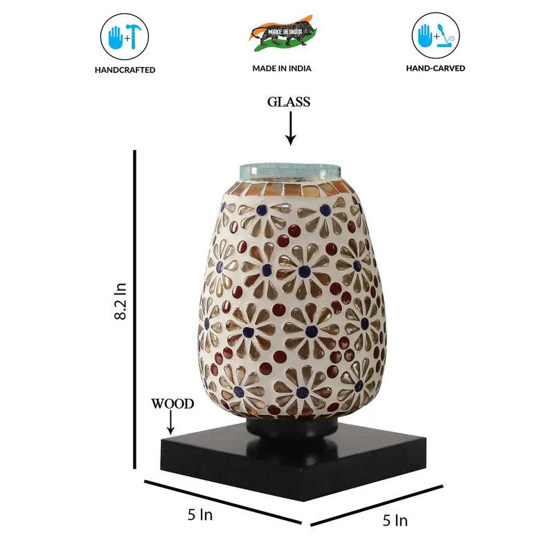 Shineva Glass Table Lamp With Wooden Base - Multicolor media 9