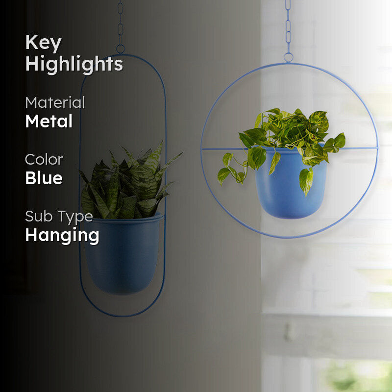 Metra Hanging Planter (Blue) - Set Of Two media 2