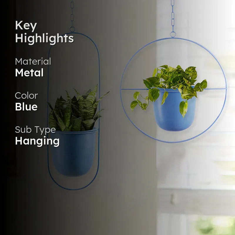Metra Hanging Planter (Blue) - Set Of Two media 2