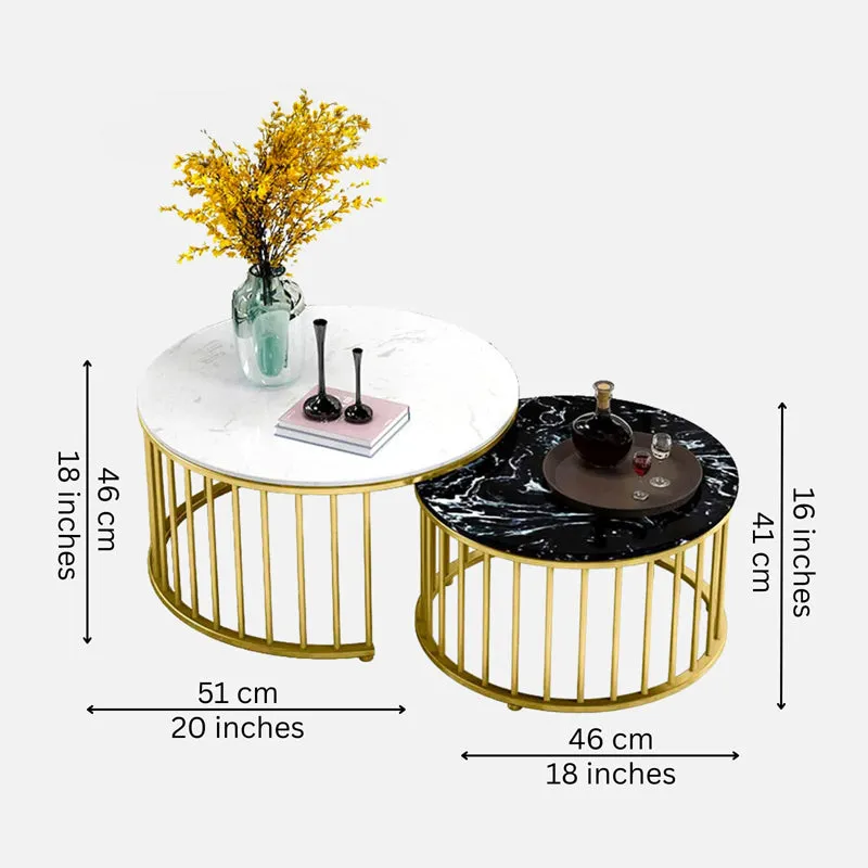 Aurum Cage Accent Table with Marble Top (Gold) - Set Of Two media 5