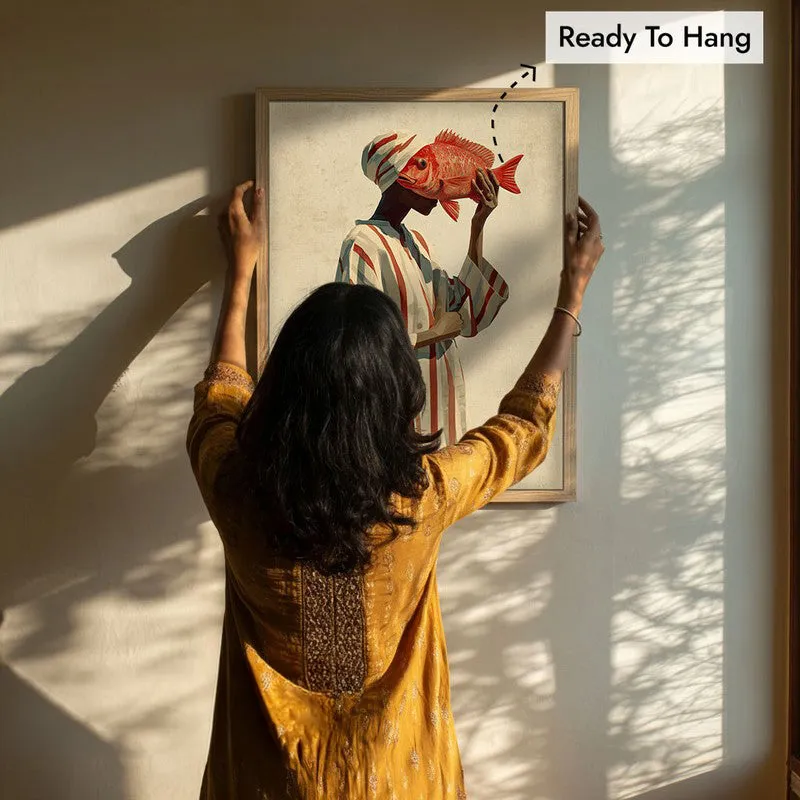 Ember Fin Canvas Wall Painting - Brown Frame media 8