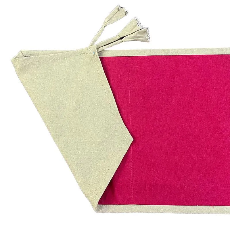 Swayam Solid Sephire Cotton Table Runner - Maroon media 3