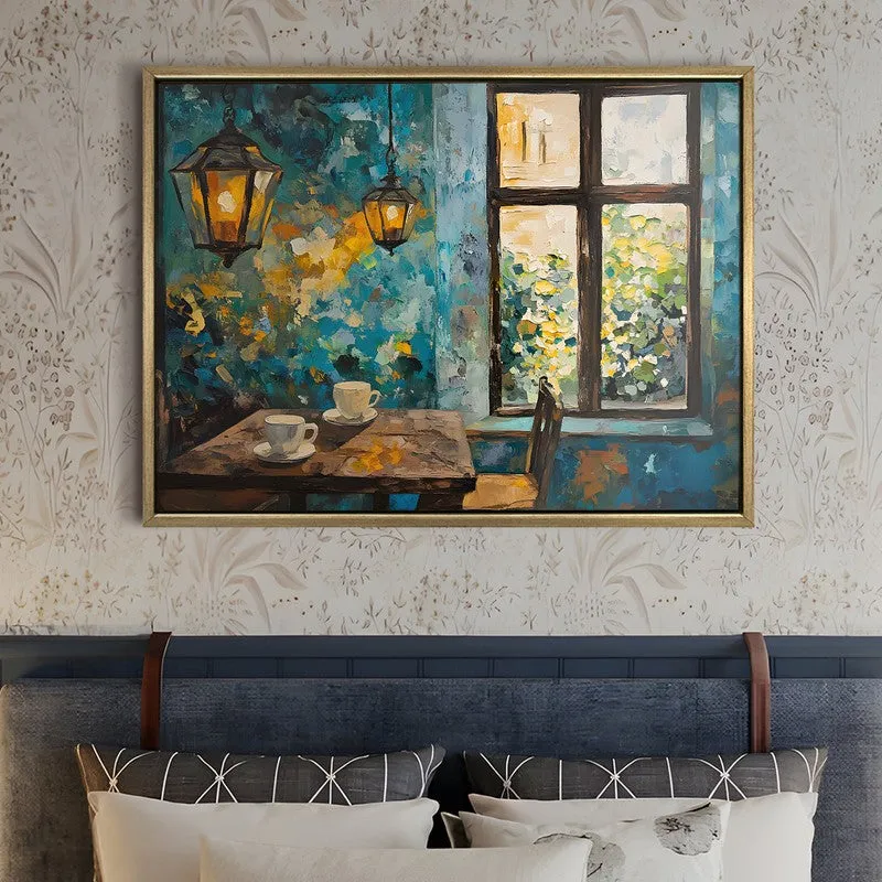 Warm Cafe Canvas Wall Painting With Frame media 5