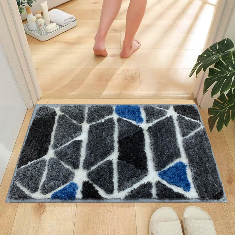 Triangle Edge Microfiber Bath Mat - Grey