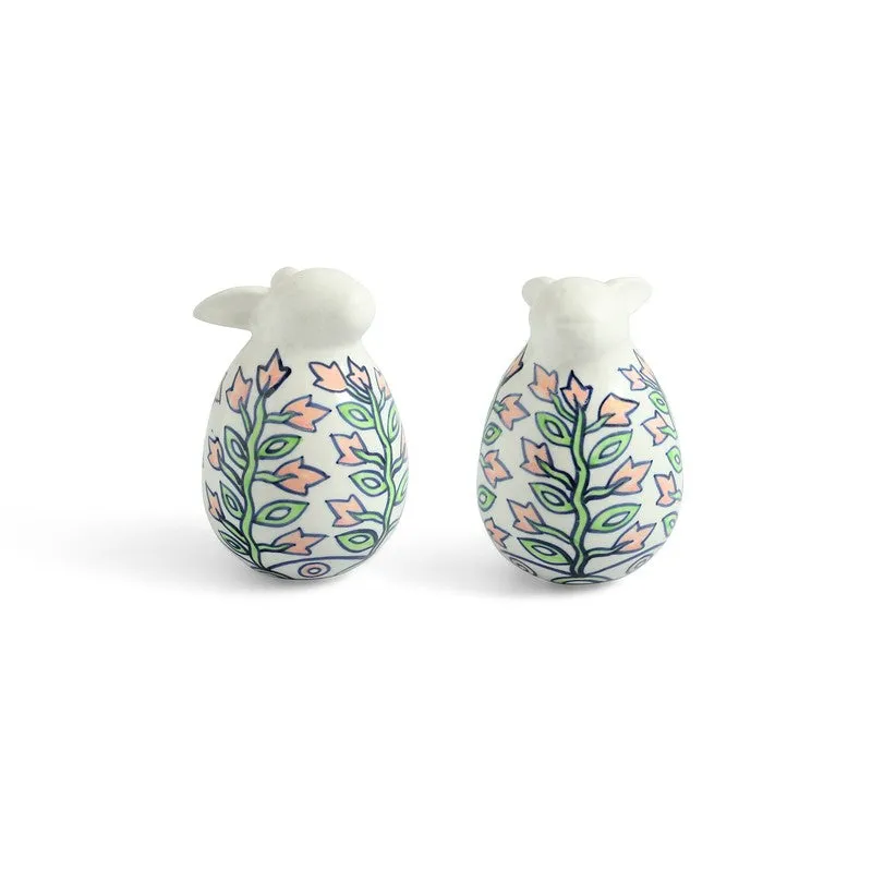 Leafy Bunnies Ceramic Showpiece - Set Of Two media 3