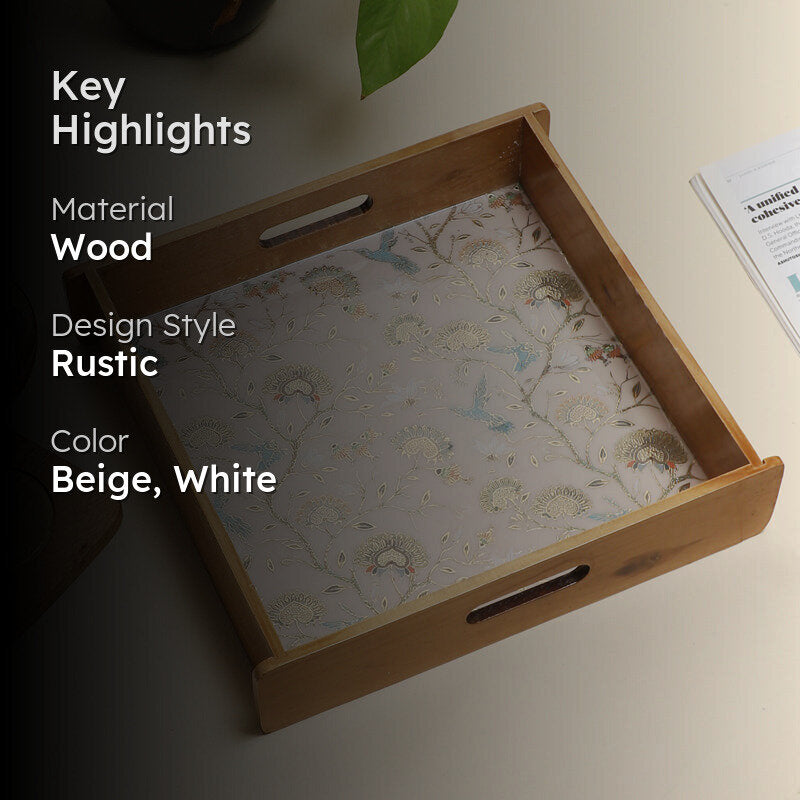 Blossom Glow Square Wooden Serving Tray media 2