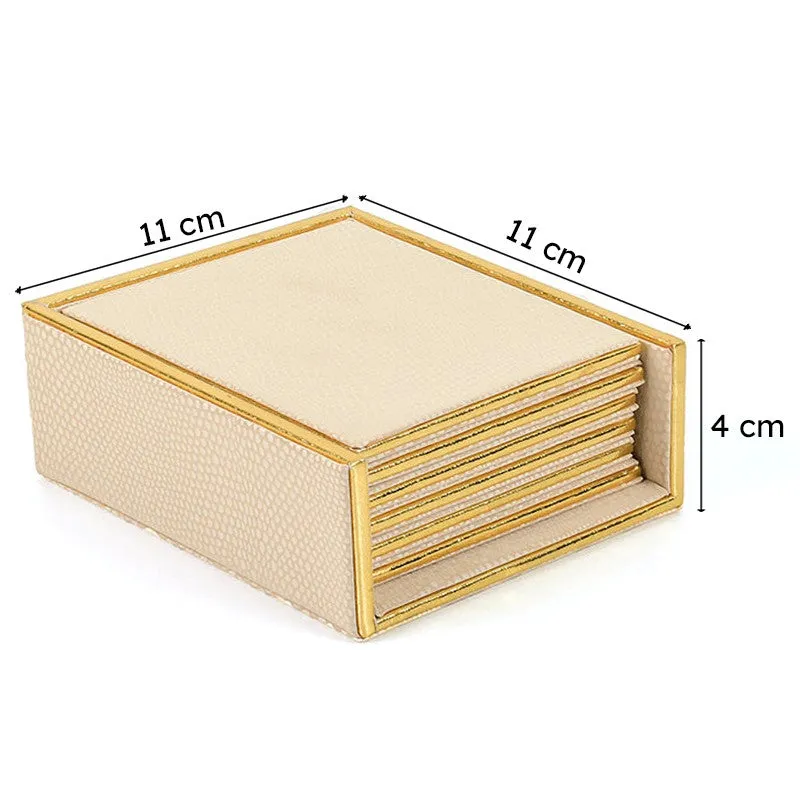 Tisquo Faux Leather Coaster (Ivory) - Seven Piece Set media 10