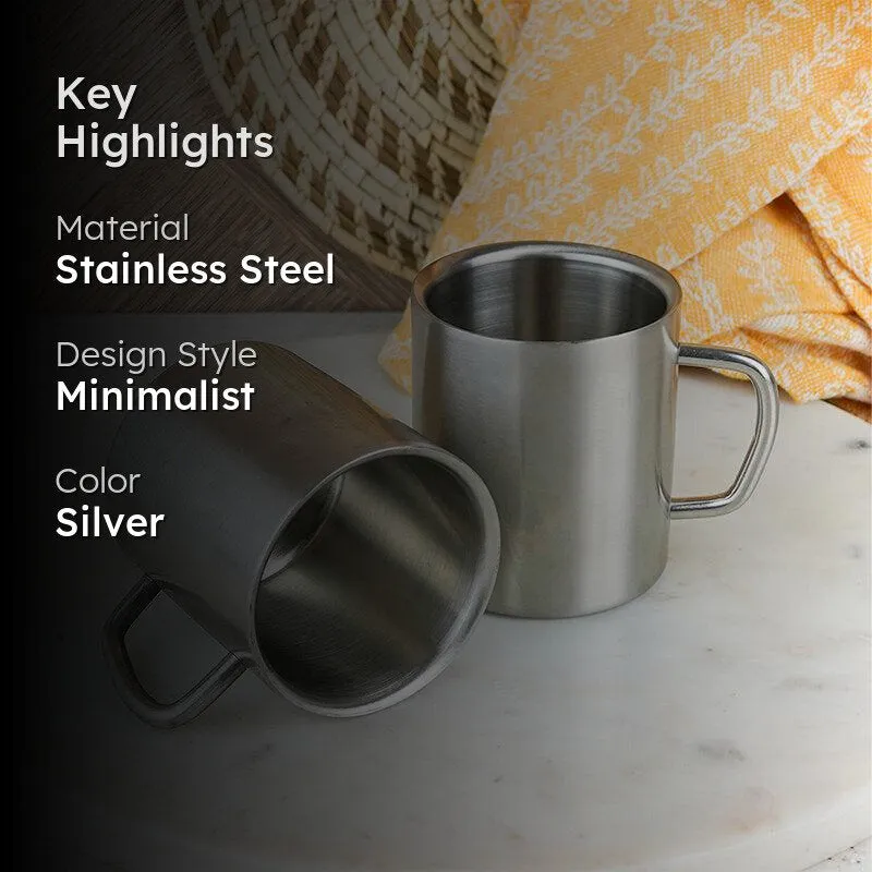 Deevas Stainless Steel Coffee Mug (170 mL Each) - Set of Four media 2
