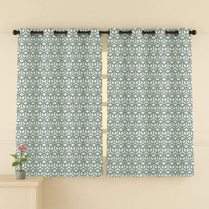 Soft Angles Cotton Curtains - Set Of Two media 4