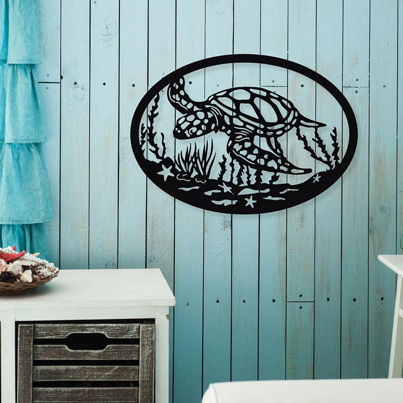 Turtle Swim Black Iron Wall Accent