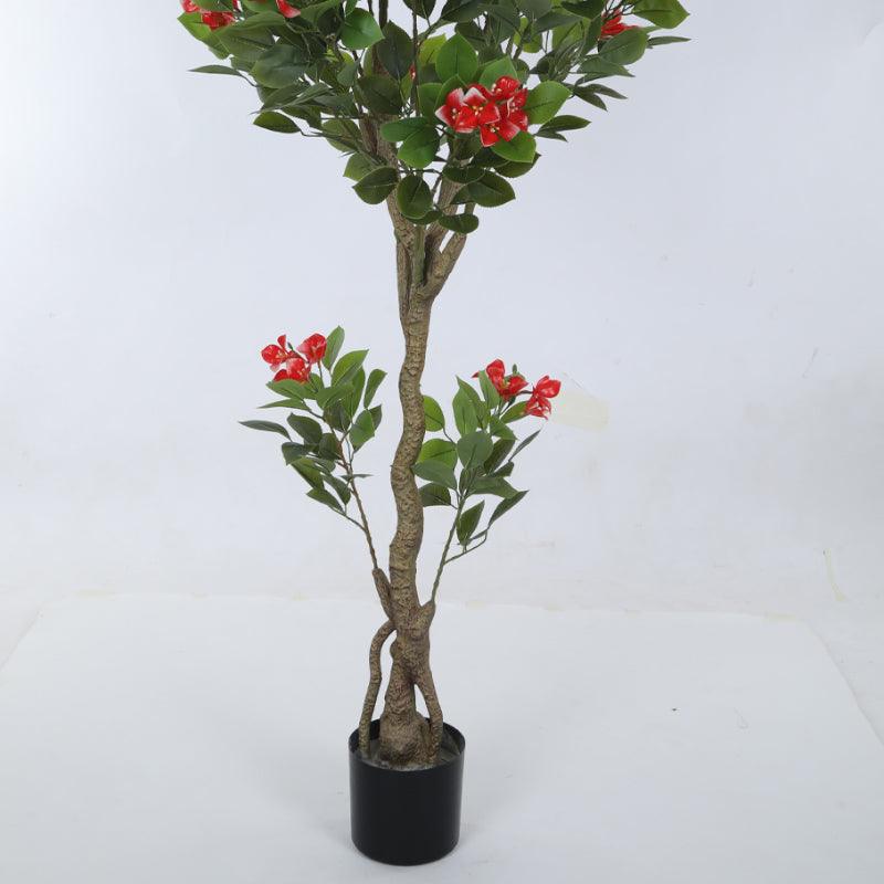 Roselia Artificial Plant With Black Plastic Pot (5.91 ft) - Pink & Green image 5