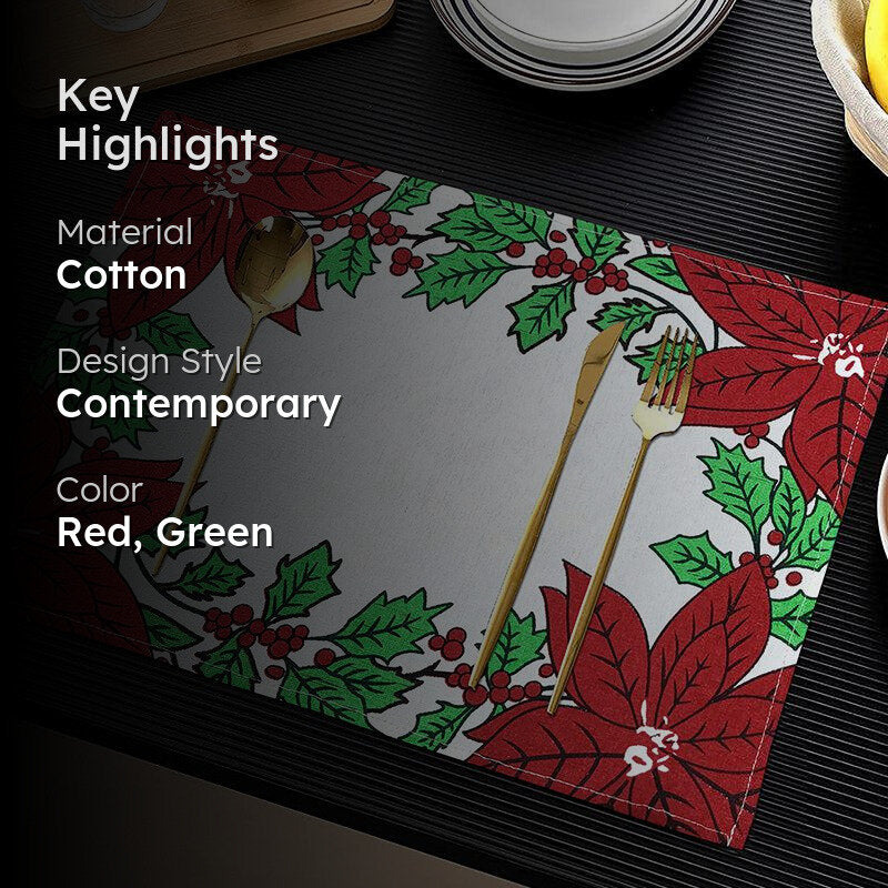 Acora Floral Placemat (Red) - Set of Eight media 2