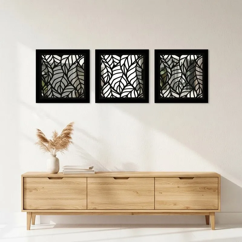 Opularch Wall Mirror With Wooden Frame (Black) - Set Of Three media 4
