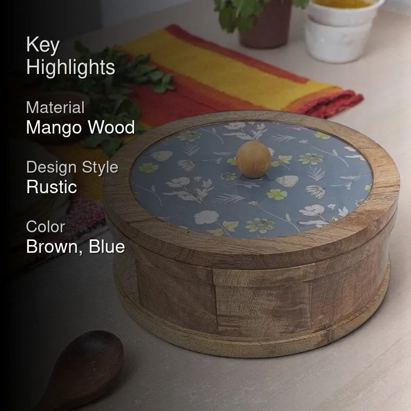 Rasva I Wood Roti Box - Blue & Brown media 2