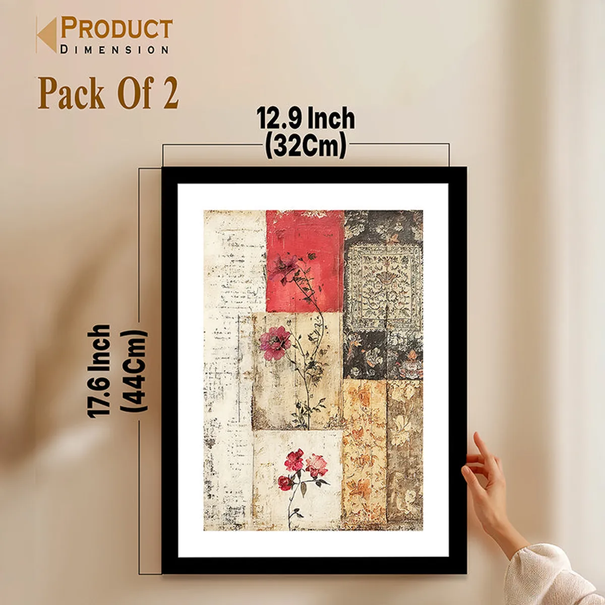 Single black-framed floral abstract print shown against a neutral wall