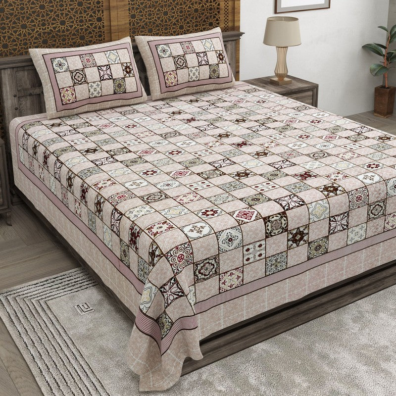 Weaveio Cotton Bedsheet (Beige) - 240 TC
