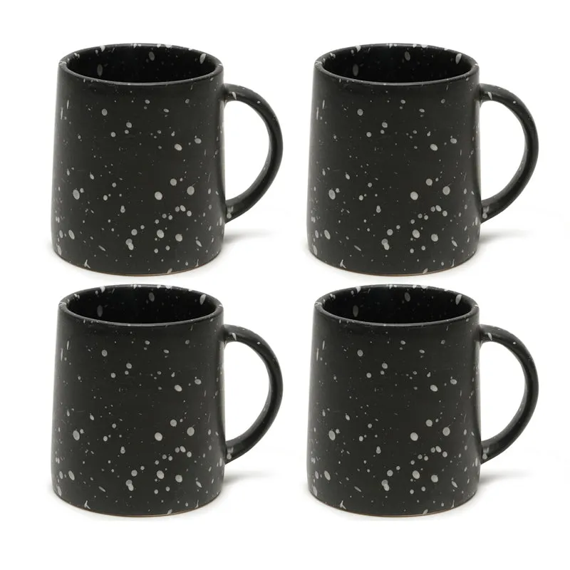 Splash Ceramic Coffee Mug (300 mL Each,Black) - Set Of Four media 4